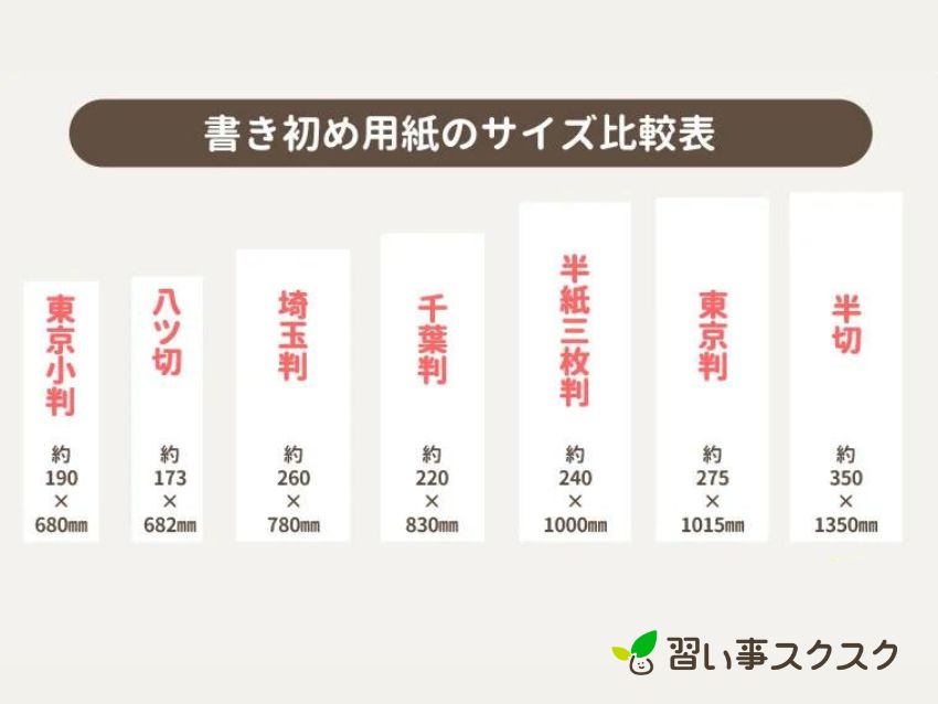 書き初め用紙のサイズは7種類！？