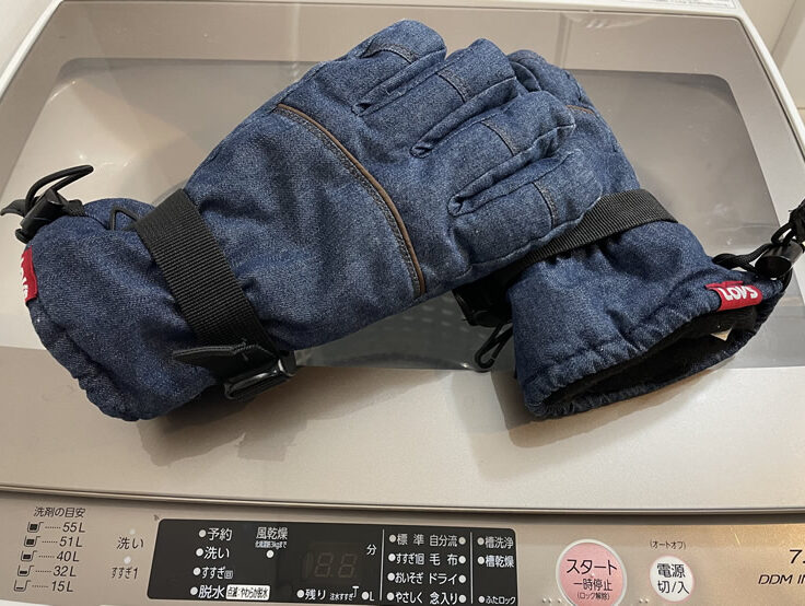 洗濯機とスノボグローブ