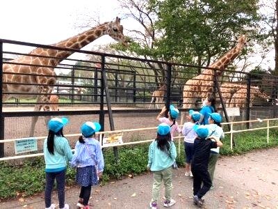 飼育員体験をする子供たち