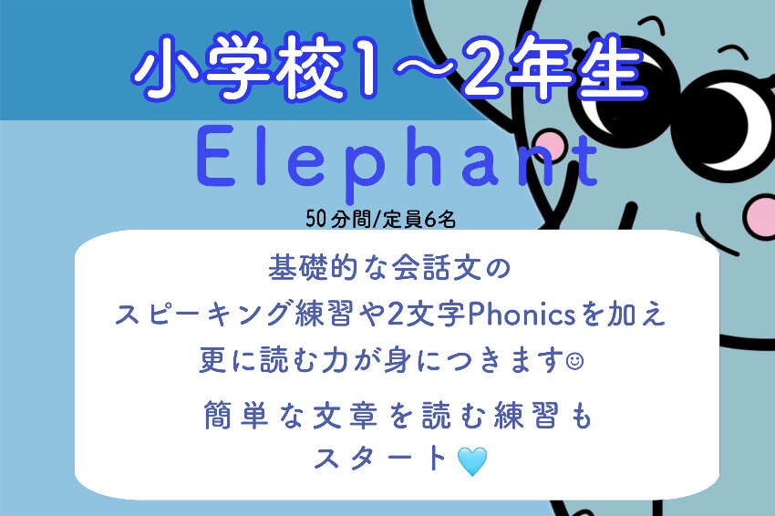 小学校1・2年生コース【Elephant】料金について